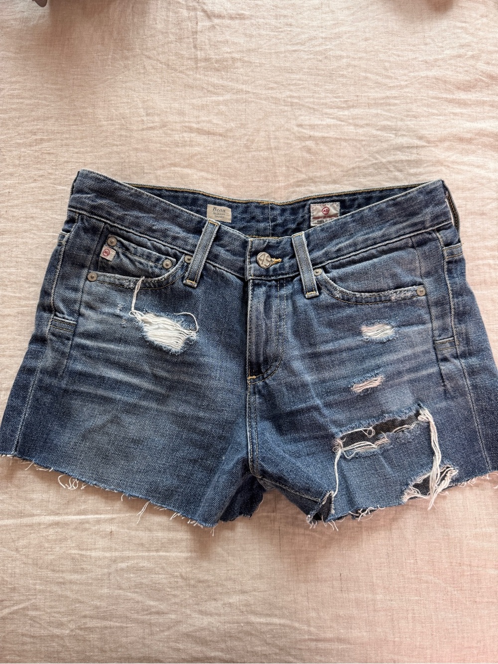 AG Jeans Cut-Off Denim Distressed Women’s Shorts - Blue